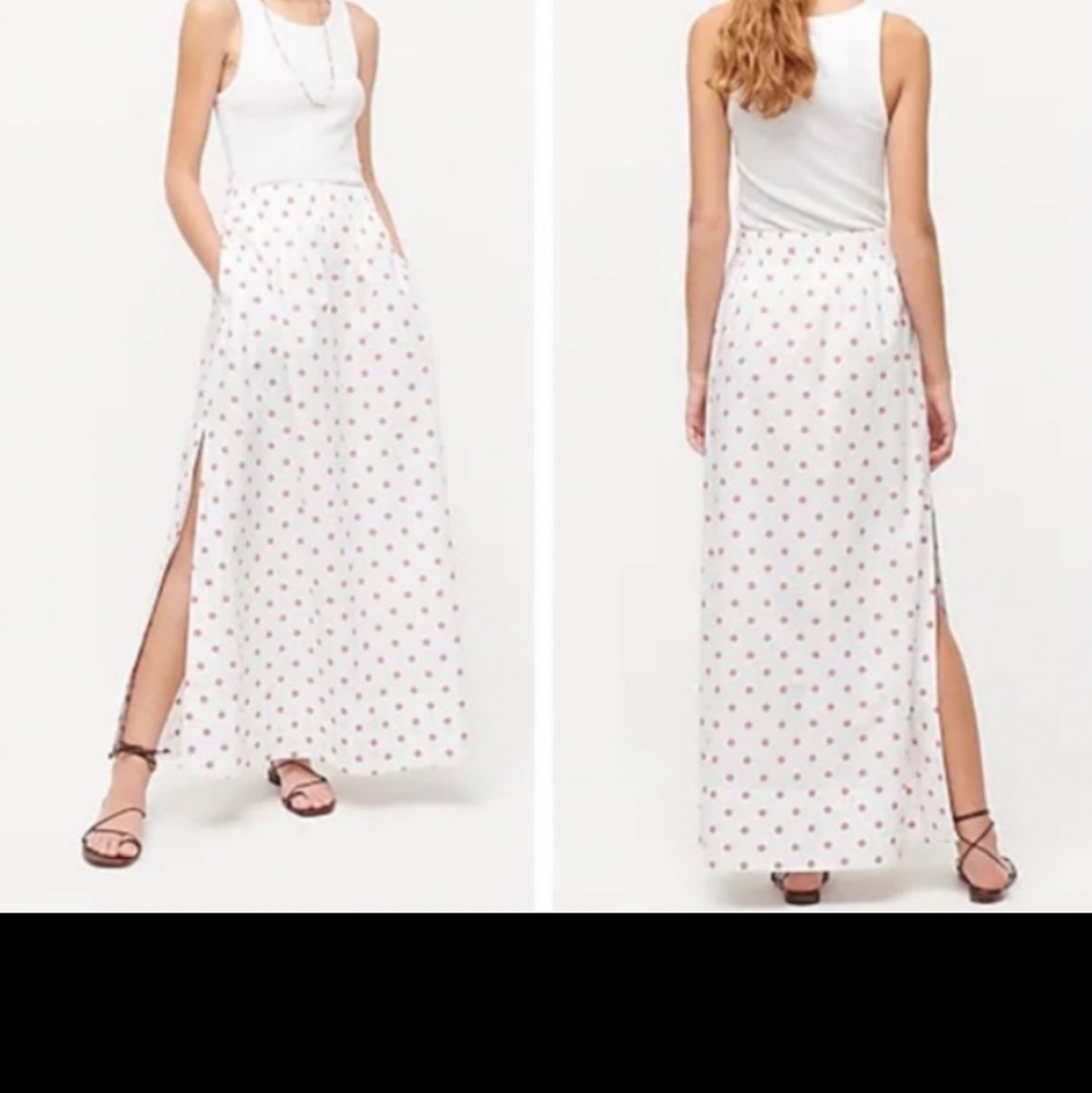 J. Crew White Maxi Skirt with Pink Polka Dots - Picture 2 of 5